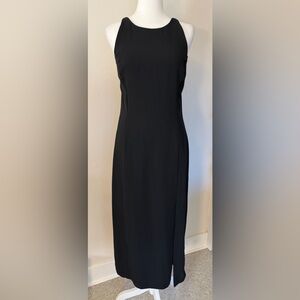 Vintage Ann Taylor Classic Black Midi Sheath Dress Size 10